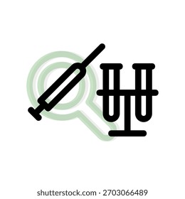 Un icono de diseño plano mínimo con un aspecto moderno de búsqueda y desarrollo de una vacuna