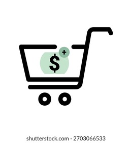 Un icono de diseño plano mínimo con un aspecto moderno de compras, cashback