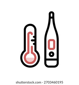 A minimal flat design icon with a modern look thermometers