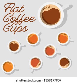 Minimal Flat Design. Modern Cup of Coffee on a  Background & Good Text. Top View