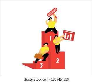 Minimal flat design vector design illustration of hard worker in business with icon and pack poses. Graphic resource vector