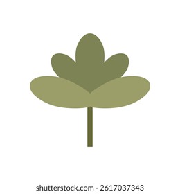Minimal Flat Flower Icon with Layered Petals in Green Tones