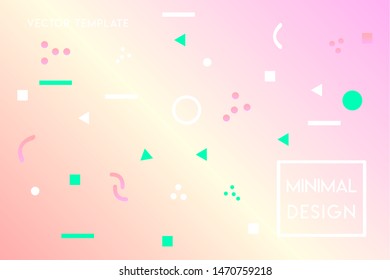 Minimal flat gradient landing page vector design template with geometrical shapes