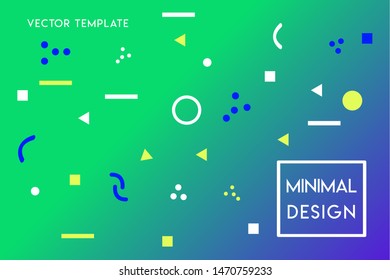 Minimal flat gradient landing page vector design template with geometrical shapes