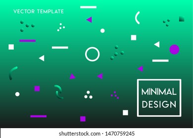 Minimal flat gradient landing page vector design template with geometrical shapes