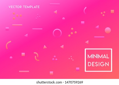 Minimal flat gradient landing page vector design template with geometrical shapes