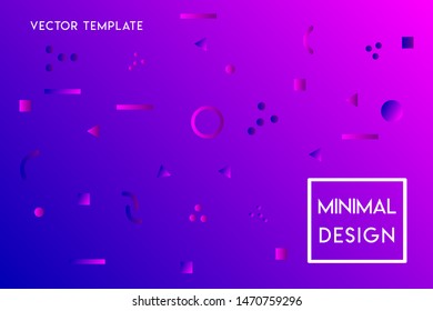 Minimal flat gradient landing page vector design template with geometrical shapes