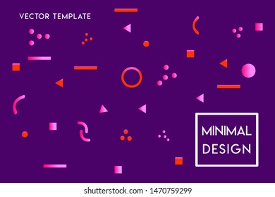 Minimal flat gradient landing page vector design template with geometrical shapes