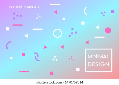 Minimal flat gradient landing page vector design template with geometrical shapes