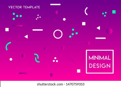 Minimal flat gradient landing page vector design template with geometrical shapes
