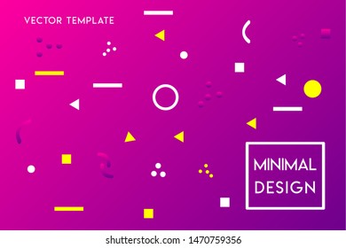Minimal flat gradient landing page vector design template with geometrical shapes