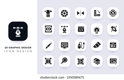 Minimal flat graphic design icon pack. In this pack incorporate with twenty different graphic design icon.