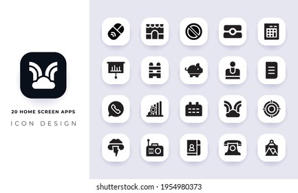 Minimal flat home screen icon pack. In this pack incorporate with twenty different home screen icon.