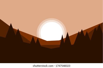 Minimales Flachbild-brauner Hintergrund Silhouettendesign