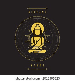 Minimal flat illustration of buddha