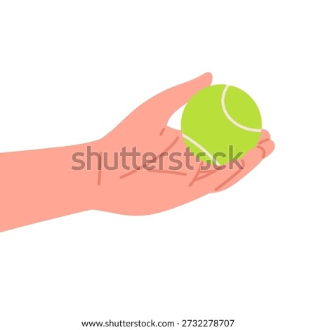 Minimal flat illustration of a hand holding a bright green padel ball, emphasizing grip and control before a serve or rally. The clean design and simple shapes make it ideal for sports content, training materials, mobile apps, websites, and marketing visuals focused on padel, tennis-style games, and active lifestyles.