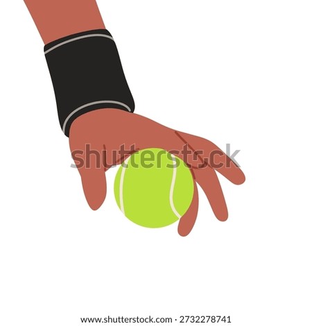 Minimal flat illustration of a hand holding a bright green padel ball, emphasizing grip and control before a serve or rally. The clean design and simple shapes make it ideal for sports content, training materials, mobile apps, websites, and marketing visuals focused on padel, tennis-style games, and active lifestyles.