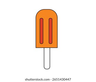 Minimal Flat Illustration of Orange Popsicle Ice Cream on White Background – Summer Dessert Icon

