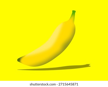 Ilustração plana mínima de uma banana madura sobre fundo amarelo brilhante. Adequado para alimentos, frutas, estilo de vida saudável, nutrição e conceitos modernos de design gráfico.