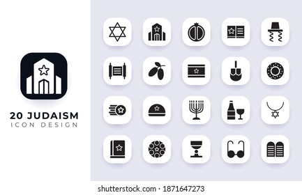 Minimal flat judaism icon pack. In this pack incorporate with twenty different judaism icon.