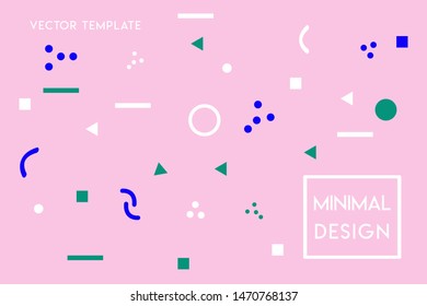 Minimal flat landing page vector design template with pastel color, and geometrical shapes