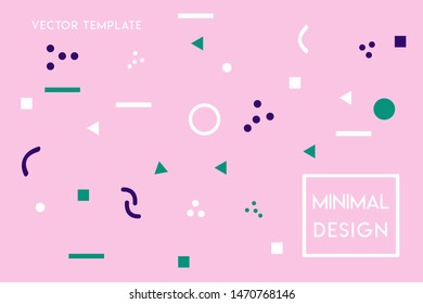 Minimal flat landing page vector design template with pastel color, and geometrical shapes