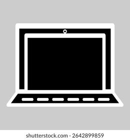 Icono plano mínimo del ordenador portátil utilizado para el lugar de trabajo o el tema del negocio.