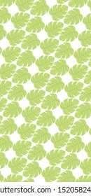 Minimal Flat Leaf Pattern Vector Digital Illustration White Black Background Wallpaper Backdrop Image. Light Green  Broad Leaf Graphic Design Repeated titlted