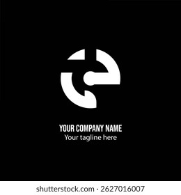 Logotipo de monograma plano mínimo combinando letras E e C em preto e branco, perfeito para marca moderna, identidade limpa e uso de design profissional.