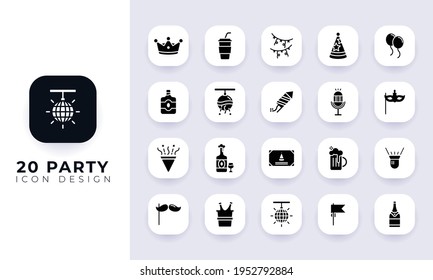 Minimal flat party icon pack. In this pack incorporate with twenty different party icon.