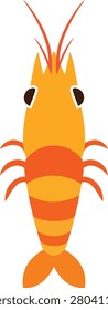 Minimal flat Prawn silhouette vector illustration featuring a clean, modern seafood icon with simple geometric shapes. Isolated on a white background, this black and gray crustacean design is suitable for seafood branding, restaurant menus, food packaging, logos, marine themes, infographics, educational materials, and commercial design projects. High-quality editable vector with a minimalist style.