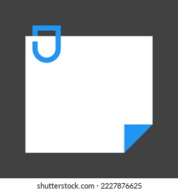 Minimal flat representation of a sticky note with paper clip....