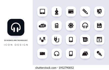 Minimal flat science and technology icon pack. In this pack incorporate with twenty different science and technology icon.