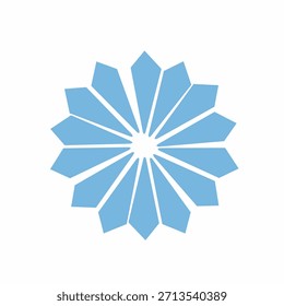 Minimal flat snowflake icon for winter visuals, suitable for festive branding and graphic design.