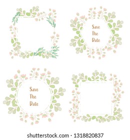 minimal flat style grass flower spring wreath collection eps10 vector illustration