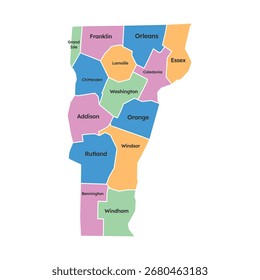 Minimal flat style map of Vermont in bold color isolated on clean white background