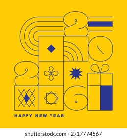 Minimal flat style new year celebration illustration