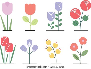 Minimale flache stylische Pastelblume Vektorgrafiken