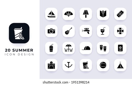 Minimal flat summer icon pack. In this pack incorporate with twenty different summer icon.