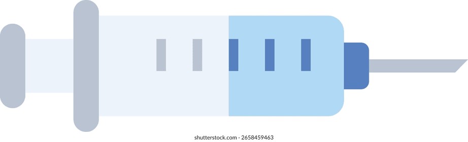 Minimal flat syringe icon representing vaccination, injection, and medical treatment. Suitable for health apps, posters, and pharmacy use.