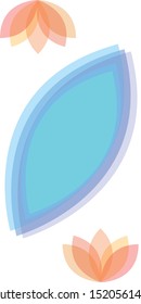 Minimal Flat Transparent Flower Petals Vector Digital Illustration White Black Background Wallpaper Backdrop Image. Petal layers of Cyan Blue Purple colours. Flower Petal Orange Yellow Graphic Design