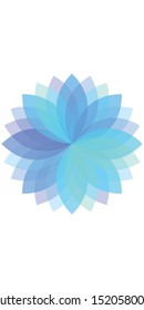 Minimal Flat Transparent Flower Petals Vector Digital Illustration White Black Background Wallpaper Backdrop Image. Petal layers of Cyan Blue Purple colours. Flower Petal Orange Yellow Graphic Design