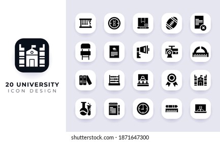 Minimal Flat University Icon Pack. In This Pack Incorporate With Twenty Different University Icon.