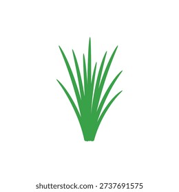 Minimal Flat Vector Illustration of Bright Green Grass Clump on White Background