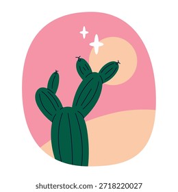 Ilustración vectorial plana mínima de un cactus