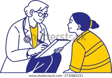 Minimal Flat Vector Illustration of Doctor and Patient Consultation