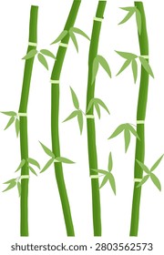 Minimal flat vector illustration featuring fresh green bamboo stalks and delicate leaves arranged in a natural composition. Ideal for wellness, spa, meditation, Asian-inspired design, eco branding, botanical themes, wallpaper, packaging, stationery, and nature backgrounds