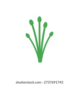 Minimal Flat Vector Illustration of Five Young Green Plant Shoots on White Background