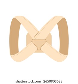 Ilustração vetorial plana mínima de um corretor ortopédico moderno ou correia de suporte usada na parte superior do corpo. Projetado para melhorar o alinhamento da coluna vertebral, aliviar a dor nas costas e promover