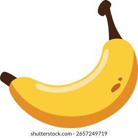 Ilustración vectorial plana mínima de un plátano maduro con piel amarilla, ideal para el uso de íconos tropicales o de alimentos.